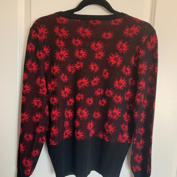 Yest Floral Black& Red Button up sweater, size 10 - Picture 5 of 7